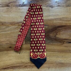 Vintage GIANNI VERSACE Silk '90s Baroque Atelier Medusa Red Gold Necktie Tie